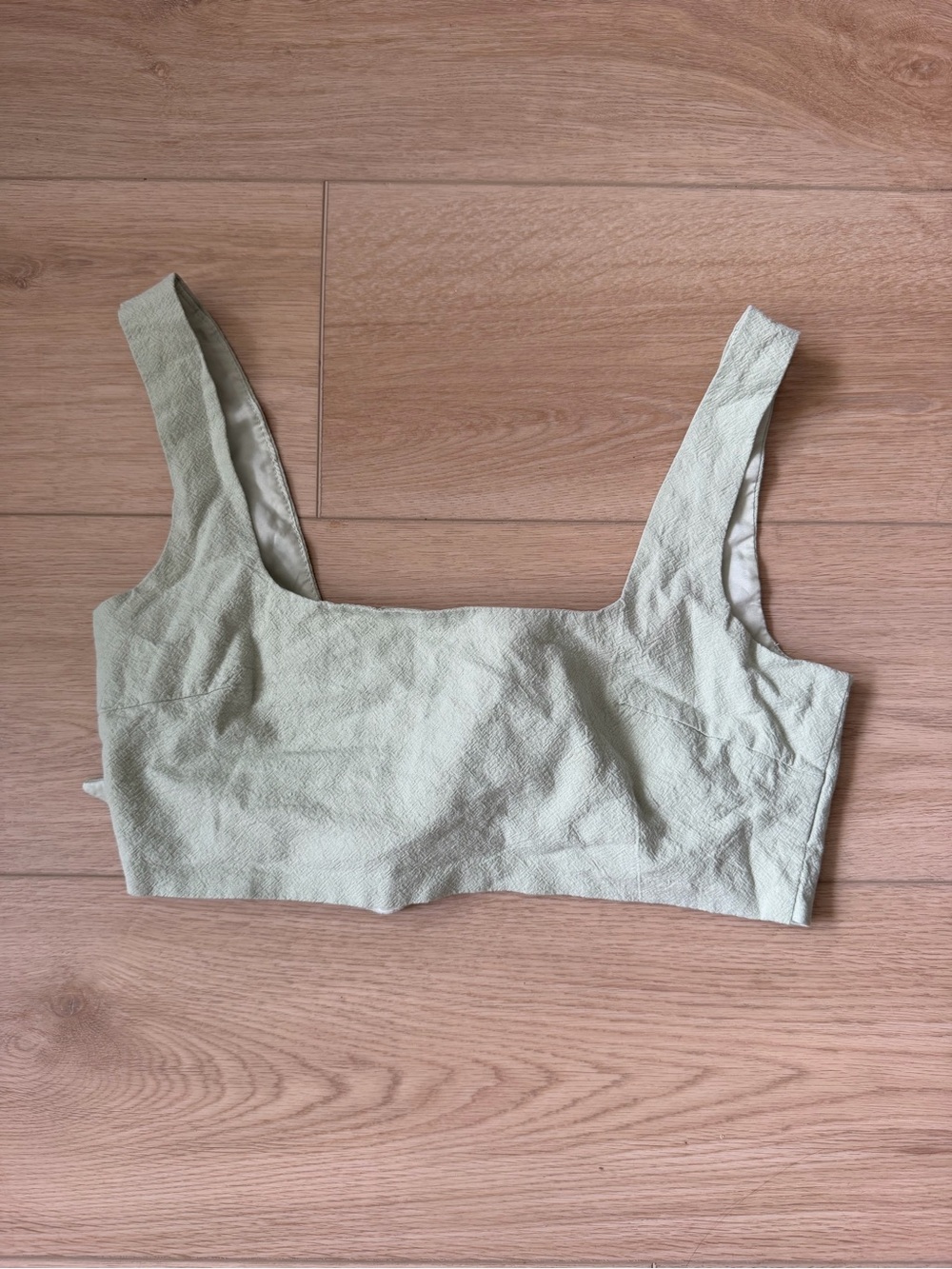 4th + Reckless Light Sage Green Textured Crop Tank Top